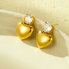 Wholesale Earrings Stainless Steel Titanium Steel Fashion Style Love Shape Inlaid Zircon Electroplated