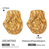 Wholesale Earrings Stainless Steel Vintage Antique Geometric Hammer Water Pattern Electroplating For Women