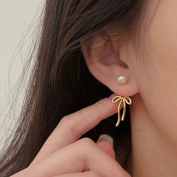 Wholesale Earrings 925 Sterling Silver Bow Geometric Electroplating With Letters Numbers Text