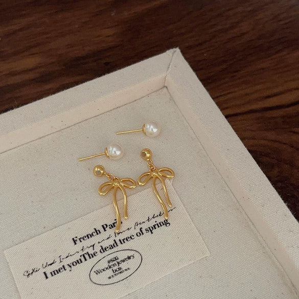Wholesale Earrings 925 Sterling Silver Bow Geometric Electroplating With Letters Numbers Text
