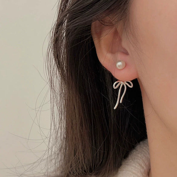 Wholesale Earrings 925 Sterling Silver Bow Geometric Electroplating With Letters Numbers Text