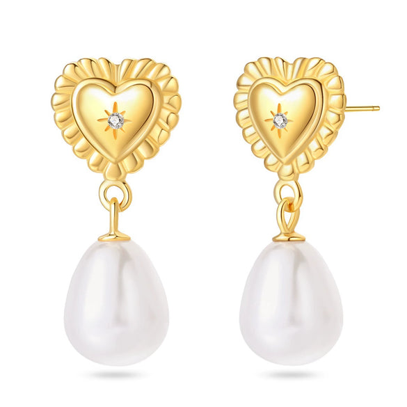 Wholesale Earrings 925 Sterling Silver Classical Retro Style Love Pearl With Animal Zodiac Pattern Electroplated For Women