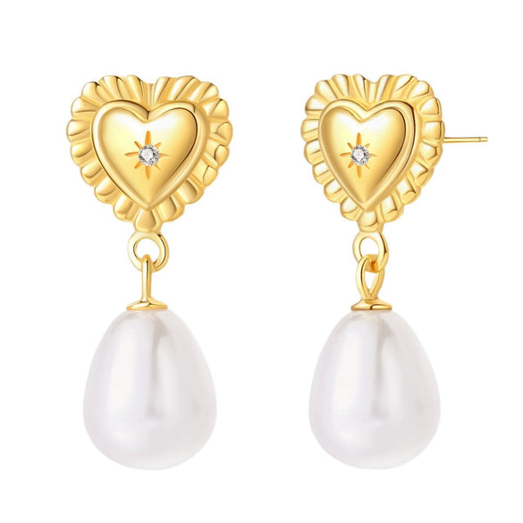 Wholesale Earrings 925 Sterling Silver Classical Retro Style Love Pearl With Animal Zodiac Pattern Electroplated For Women