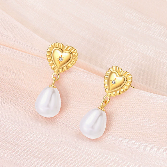 Wholesale Earrings 925 Sterling Silver Classical Retro Style Love Pearl With Animal Zodiac Pattern Electroplated For Women