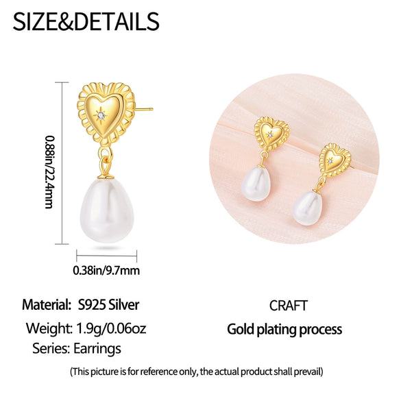 Wholesale Earrings 925 Sterling Silver Classical Retro Style Love Pearl With Animal Zodiac Pattern Electroplated For Women