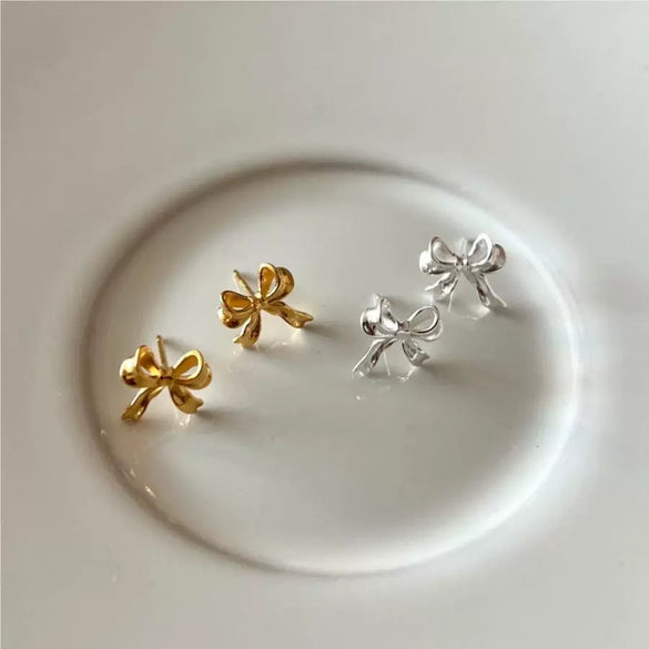 Wholesale Earrings 925 Sterling Silver Geometric Bow Electroplated With Letters Numbers Text