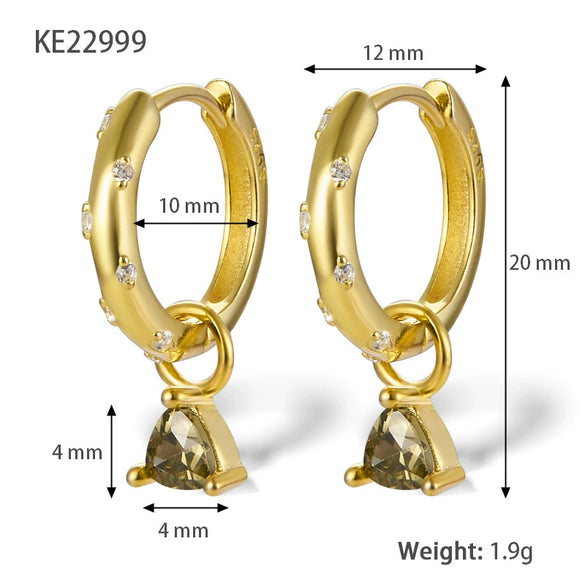 Wholesale Earrings 925 Sterling Silver Geometric Colored Diamond Threeclaw Electroplated For Women