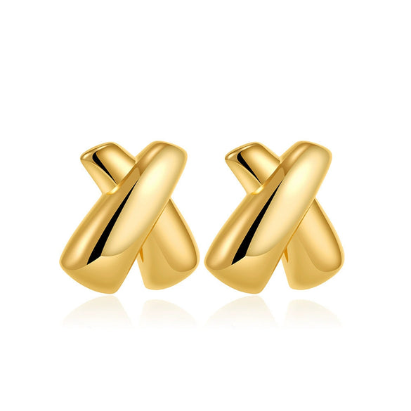 Wholesale Earrings 925 Sterling Silver Geometric Cross Braided Xshaped Electroplated Minimalist Unisex