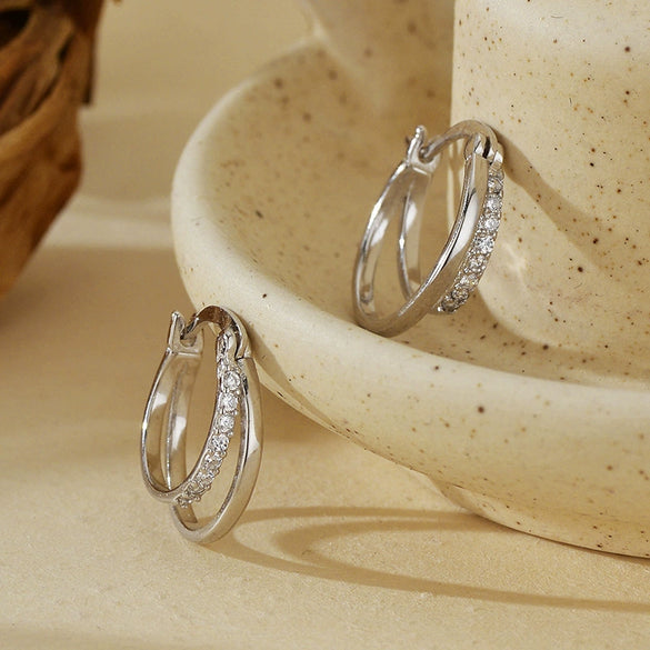 Wholesale Earrings 925 Sterling Silver Geometric Microinlaid Design