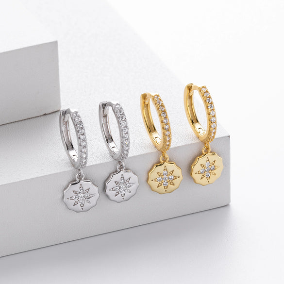 Wholesale Earrings 925 Sterling Silver Geometric Microinlaid Stone Electroplated For Women