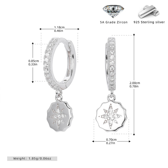 Wholesale Earrings 925 Sterling Silver Geometric Microinlaid Stone Electroplated For Women