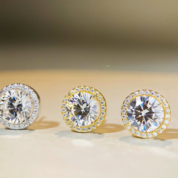 Wholesale Earrings 925 Sterling Silver Geometric Moissanite Platinum Plated