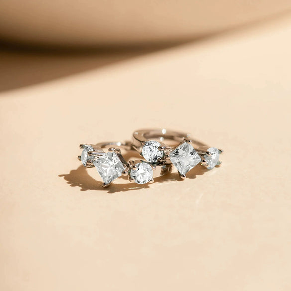 Wholesale Earrings 925 Sterling Silver Geometric Zircon Electroplated