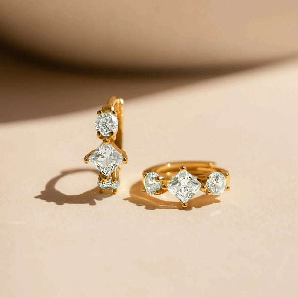 Wholesale Earrings 925 Sterling Silver Geometric Zircon Electroplated