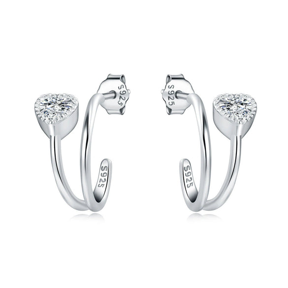Wholesale Earrings 925 Sterling Silver Heart Shape Electroplated Light Luxury Women's Jewelry