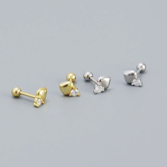 Wholesale Earrings 925 Sterling Silver Ins Style Peach Heart Diamondembedded Electroplated For Women