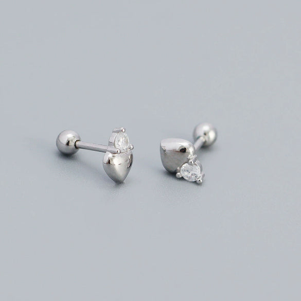 Wholesale Earrings 925 Sterling Silver Ins Style Peach Heart Diamondembedded Electroplated For Women