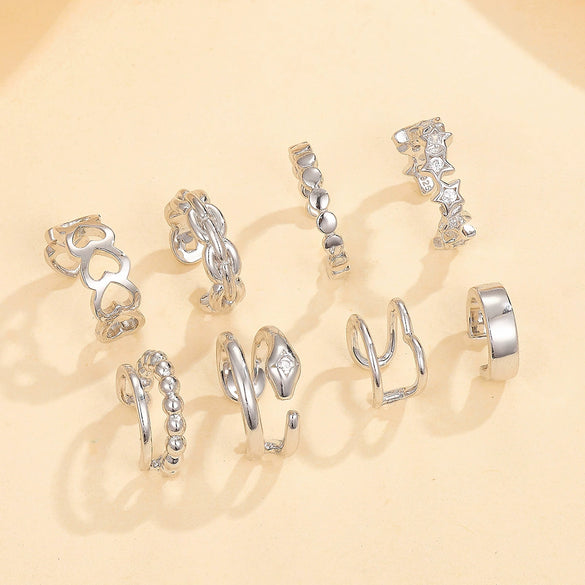 Wholesale Earrings 925 Sterling Silver Microinlaid Geometric Heartshaped Fashion Simple Personality Trend Sweet Cool