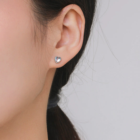 Wholesale Earrings 925 Sterling Silver Moonstone Heart Inlay Design For Women