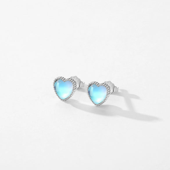 Wholesale Earrings 925 Sterling Silver Moonstone Heart Inlay Design For Women