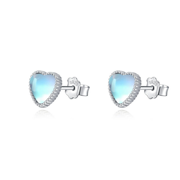 Wholesale Earrings 925 Sterling Silver Moonstone Heart Inlay Design For Women