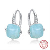 Wholesale Earrings 925 Sterling Silver Natural Aquamarine 14K Gold Heart Shaped Geometric Electroplated Jewelry For Women