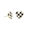 Wholesale Earrings 925 Sterling Silver Vintage Black And White Plaid Love Oil Drop Heartshaped Electroplated Geometric Style