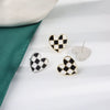 Wholesale Earrings 925 Sterling Silver Vintage Black And White Plaid Love Oil Drop Heartshaped Electroplated Geometric Style