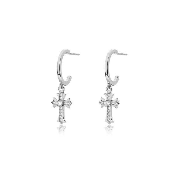 Wholesale Earrings 925 Sterling Silver Zircon Cross Geometric Design