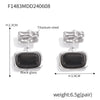 Wholesale Earrings 316L Stainless Steel Black Glass Inlaid Geometric British Retro Style Gold Plated
