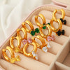 Wholesale Earrings 316L Stainless Steel Bow Inlaid Zircon Electroplated