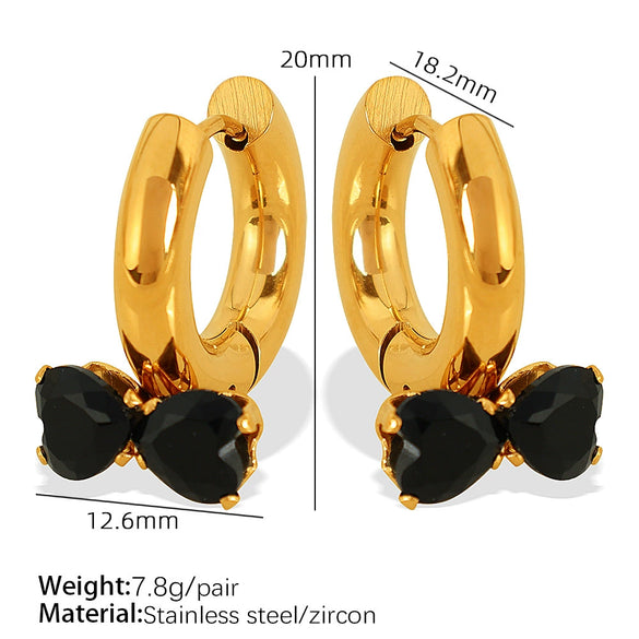 Wholesale Earrings 316L Stainless Steel Bow Inlaid Zircon Electroplated