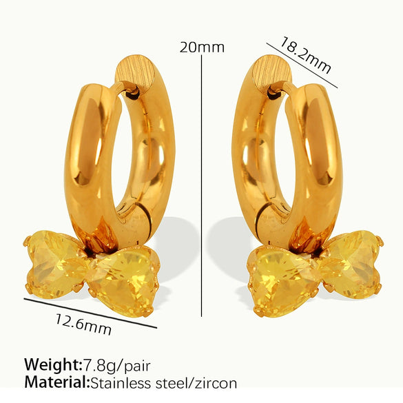 Wholesale Earrings 316L Stainless Steel Bow Inlaid Zircon Electroplated