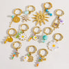 Wholesale Earrings Titanium Steel Geometric And Flower Pattern Electroplated With Original Design