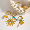 Wholesale Earrings Titanium Steel Geometric And Flower Pattern Electroplated With Original Design