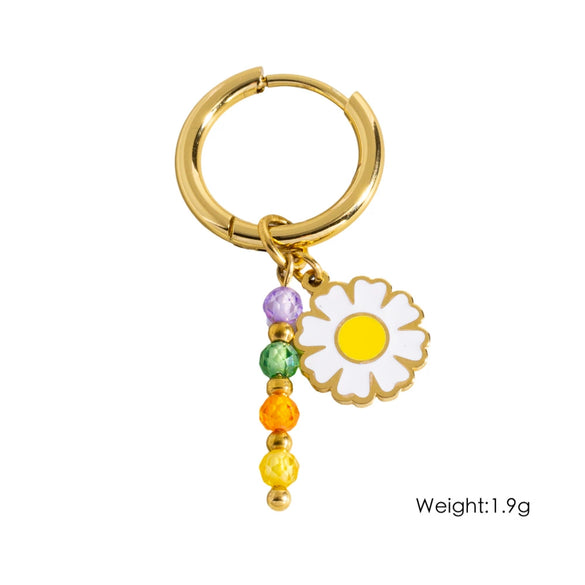 Wholesale Earrings Titanium Steel Geometric And Flower Pattern Electroplated With Original Design