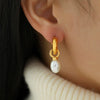Wholesale Earrings 316L Stainless Steel Geometric C Shaped Retro Electroplated For Women