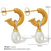 Wholesale Earrings 316L Stainless Steel Geometric C Shaped Retro Electroplated For Women