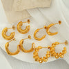 Wholesale Earrings 316L Stainless Steel Geometric Cross Gold Plated For Women Retro Style