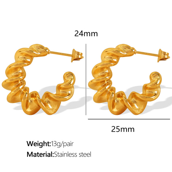 Wholesale Earrings 316L Stainless Steel Geometric Cross Gold Plated For Women Retro Style