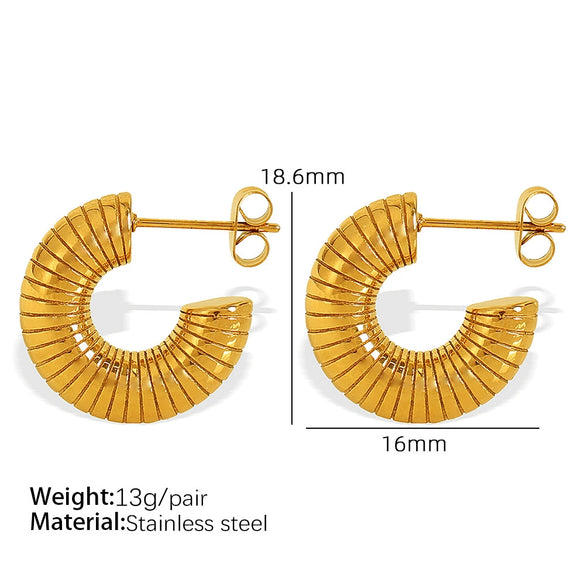 Wholesale Earrings 316L Stainless Steel Geometric Cross Gold Plated For Women Retro Style
