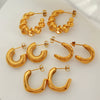 Wholesale Earrings 316L Stainless Steel Geometric Cross Gold Plated For Women Retro Style