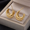 Wholesale Earrings Titanium Steel Geometric Cshaped Electroplated Retro Cold Style For Women