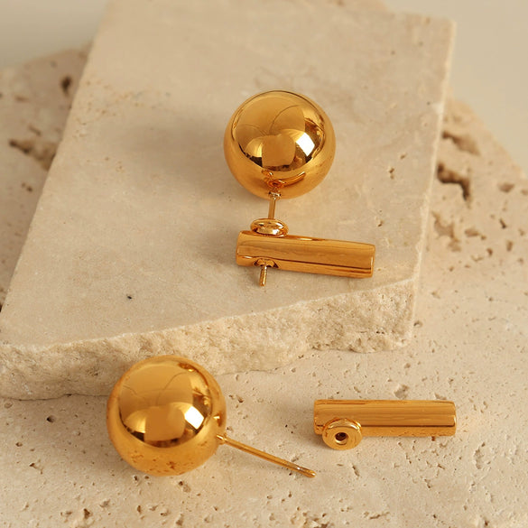 Wholesale Earrings 316L Stainless Steel Geometric Fashion Electroplated 18K Gold Light Luxury Jewelry For Women