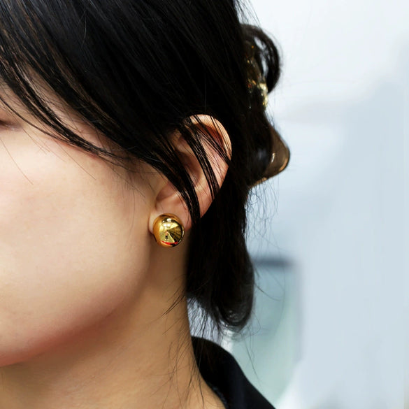 Wholesale Earrings Titanium Steel Geometric Hollow Ball Electroplated Fashion Ol Style