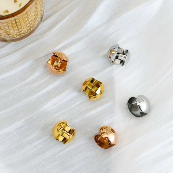 Wholesale Earrings Titanium Steel Geometric Hollow Ball Electroplated Fashion Ol Style