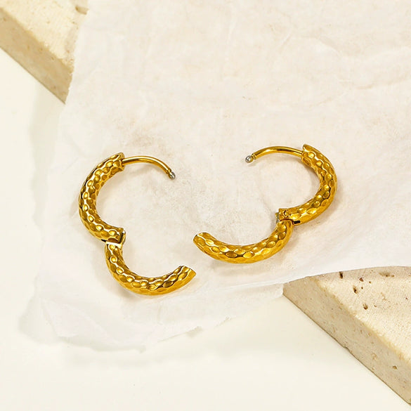 Wholesale Earrings Titanium Steel Geometric Open Edge Hammered For Women