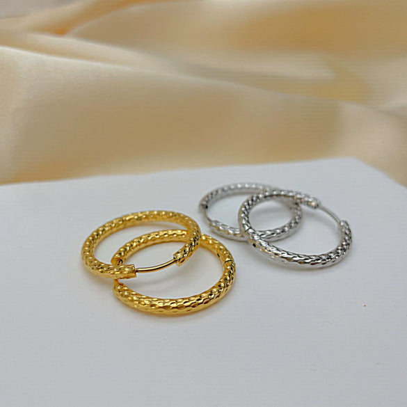 Wholesale Earrings Titanium Steel Geometric Open Edge Hammered For Women