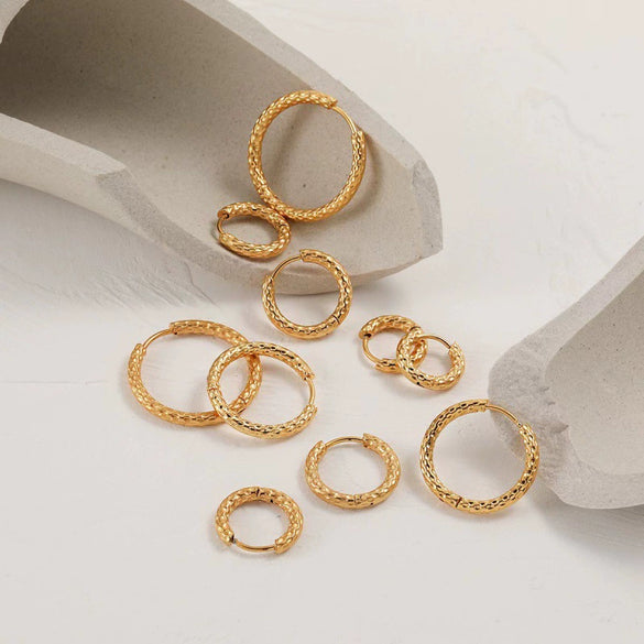 Wholesale Earrings Titanium Steel Geometric Open Edge Hammered For Women