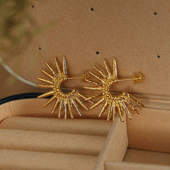 Wholesale Earrings 316L Stainless Steel Geometric Punk Style Cshaped 18K Gold Plated